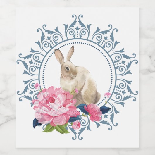 Schöne Osterkaninchen Weinetikett (Einzelnes Label)