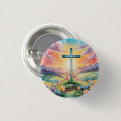 Schöne Ostern-Aquarell-Kunst Button (Vorne & Hinten)