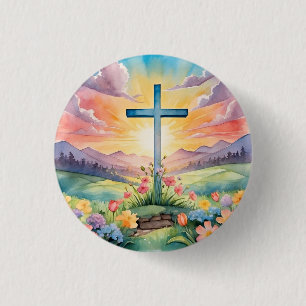 Schöne Ostern-Aquarell-Kunst Button