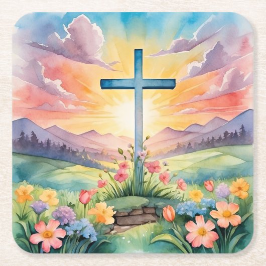 Schöne Ostern Aquarell-Kunst Rechteckiger Pappuntersetzer (Vorderseite)