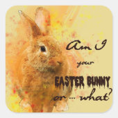 Schöne Ostern Bunny Wine Quadratischer Aufkleber (Vorderseite)