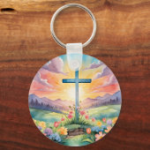 Schöne Ostern-Wasserfarben-Kunst Schlüsselanhänger (Rückseite)