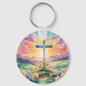 Schöne Ostern-Wasserfarben-Kunst Schlüsselanhänger (Rückseite)