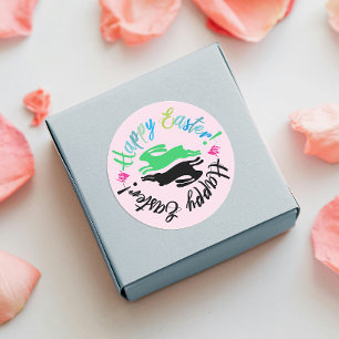 Schöne Osterpastel Bunnies Illustration Runder Aufkleber