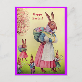 Schöne Ostersonnenmutter und ihre kleinen Bunnies Postkarte