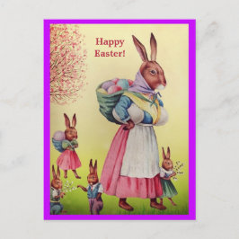 Schöne Ostersonnenmutter und ihre kleinen Bunnies Postkarte