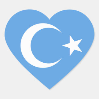 Schöne Ostturkestan-Flagge Herz-Aufkleber
