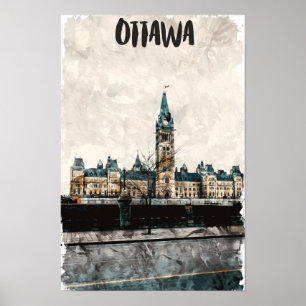 Schöne Ottawa Kanada Malerei Reisen Wasserfarbe Poster