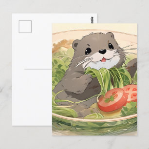 Schöne Otter mit Algensalat Postkarte