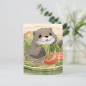 Schöne Otter mit Algensalat Postkarte (Stehend Vorderseite)