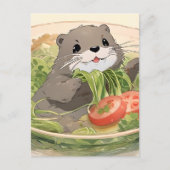 Schöne Otter mit Algensalat Postkarte (Vorderseite)
