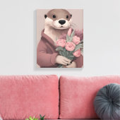 Schöne Otter mit Blume Leinwanddruck (Insitu (Wohnzimmer))