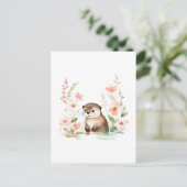 Schöne Otter mit Blume Postkarte (Stehend Vorderseite)