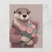 Schöne Otter mit Blume Postkarte (Vorderseite)