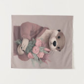 Schöne Otter mit Blume Wandteppich (Vorderseite (Horizontal))