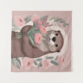 Schöne Otter mit Blume Wandteppich (Vorderseite (Horizontal))