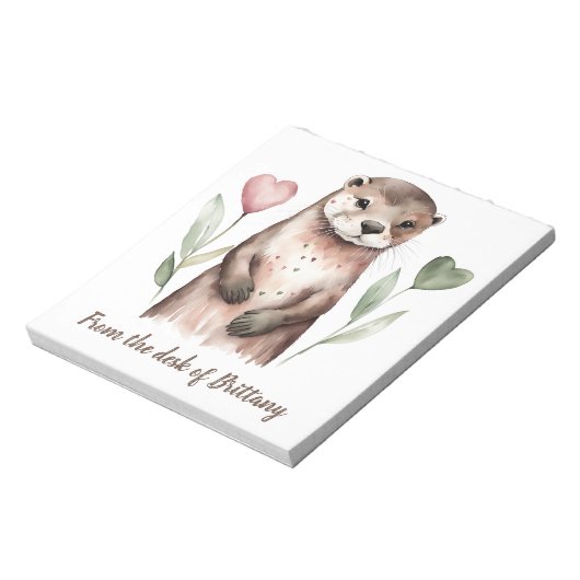 Schöne Otter mit Herz-Blume Notizblock (Rotiert)