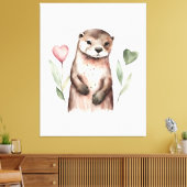 Schöne Otter mit Herz-Pflanze Leinwanddruck (Insitu (Wohnzimmer))