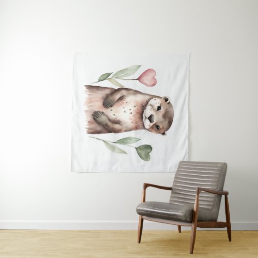 Schöne Otter mit Herz-Pflanze Wandteppich (Beispiel (Horizontal))
