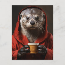 Schöne Otter mit Kaffee