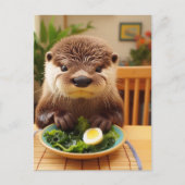 Schöne Otter mit Salat Postkarte (Vorderseite)