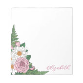 Schöne Ox-eye Daisies Pink Roses Floral Notizblock (Vorderseite)