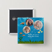 Schöne Ozean Blauer tropischer Fisch Unterwasser Button (Vorne & Hinten)