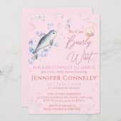 Schöne Ozean Narwhal Muscheln Bläschen Baby Dusche Einladung (Vorne/Hinten)