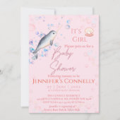 Schöne Ozean Narwhal Muscheln Bläschen Baby Dusche Einladung (Vorderseite)