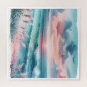 Schöne Ozeanszene in Rosa und Blau Puzzle (Horizontal)