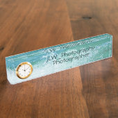 Schöne Ozeanwelle Blau und Weiß Namensplakette (Seite)