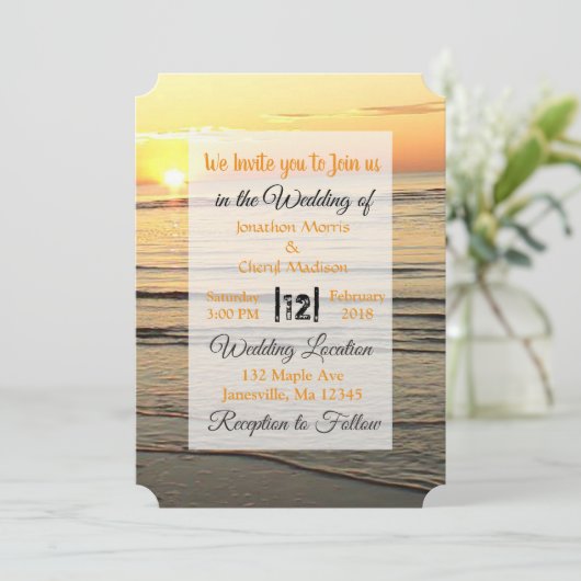 Schöne Ozeanwellen Sonnenuntergang Einladungen Hoc (Stehend Vorderseite)