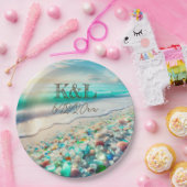 Schöne Ozeanwellen und Meerglas Personalisiert Pappteller (Party)