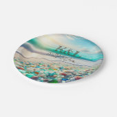 Schöne Ozeanwellen und Meerglas Personalisiert Pappteller (Schrägansicht)