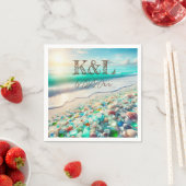 Schöne Ozeanwellen und Meerglas Personalisiert Serviette (Beispiel)