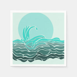 Schöne Ozeanwellen und Sonnenuntergang Serviette