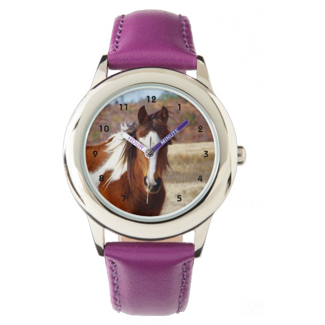 Schöne Paint Horse Kids Watch Armbanduhr (Vorderseite)