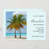 Schöne Palmen am Strand von Tropical zum Geburtsta Einladung (Vorne/Hinten)