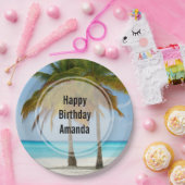 Schöne Palmen am Strand von Tropical zum Geburtsta Pappteller (Party)