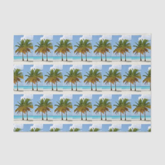 Schöne Palmen an einem Gemusterten Tropenstrand Seidenpapier (Vorderseite)