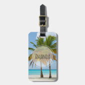 Schöne Palmen an einem tropischen Strand Gepäckanhänger (Vorderseite vertikal)