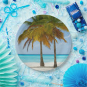 Schöne Palmen an einem tropischen Strand Pappteller (Party)