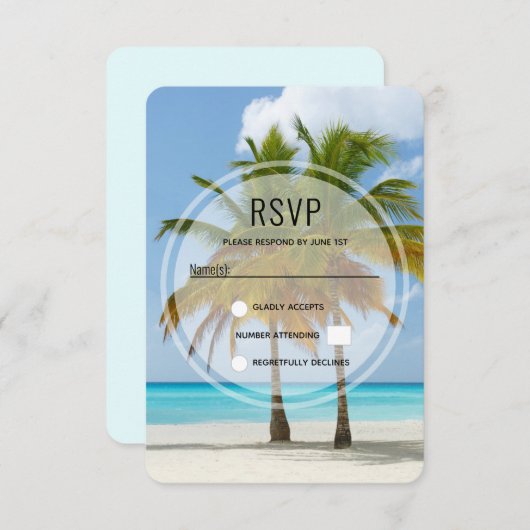 Schöne Palmen an einem tropischen Strand RSVP Karte (Vorne/Hinten)