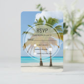 Schöne Palmen an einem tropischen Strand RSVP Karte (Stehend Vorderseite)