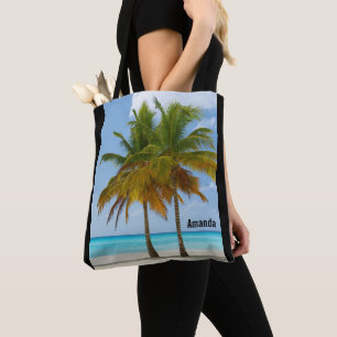 Schöne Palmen an einem tropischen Strand Tasche