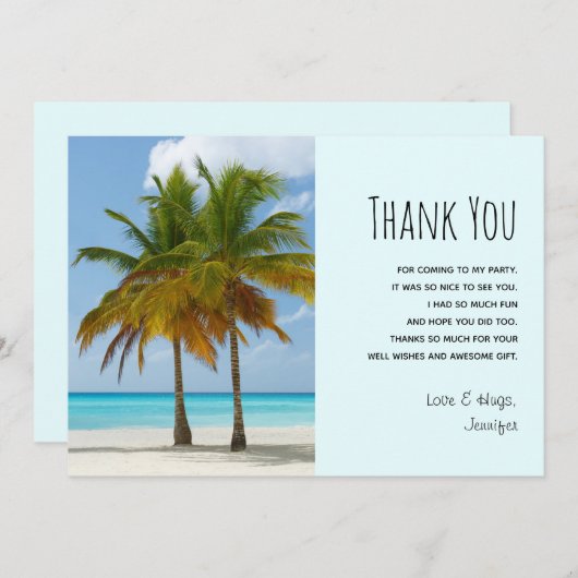 Schöne Palmen an einem tropischen Strand Vielen Da Dankeskarte (Vorne/Hinten)
