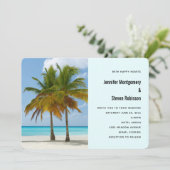 Schöne Palmen auf einer Hochzeit am Strand von Tro Einladung (Stehend Vorderseite)