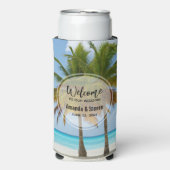 Schöne Palmen auf einer Hochzeit am Strand von Tro Selters Dosenkühler (Seltzer Vorderseite)