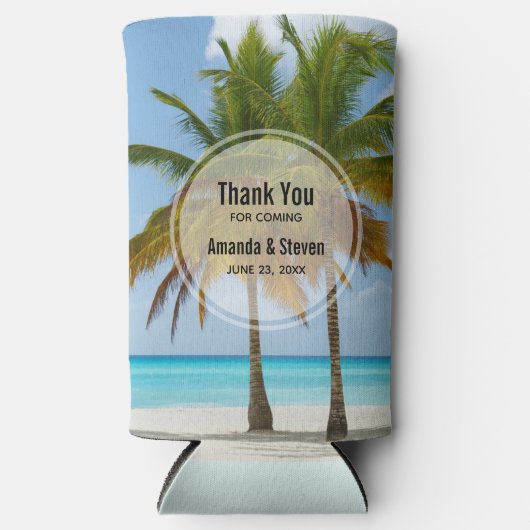 Schöne Palmen auf einer Hochzeit am Strand von Tro Selters Dosenkühler (Vorderseite)