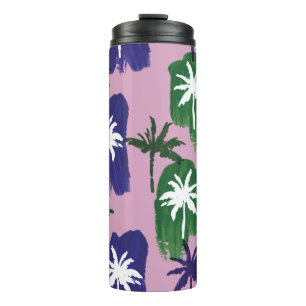 Schöne Palmen, handgemalt auf rosa Thermosbecher